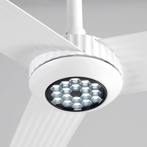 Image of TALOYA 52 inch Ceiling Fans with Lights,Metal Body Fan,White Finish,Dimmable, Noiseless, Reversible DC Motor,Remote Control