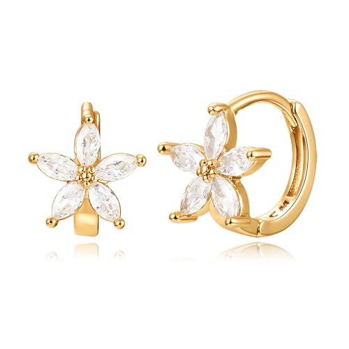 Cubic Zirconia Hoop Earrings 14K Gold Plated Tiny Huggie Earrings Simple Lightweight Small Hoops jewelry gifts for women