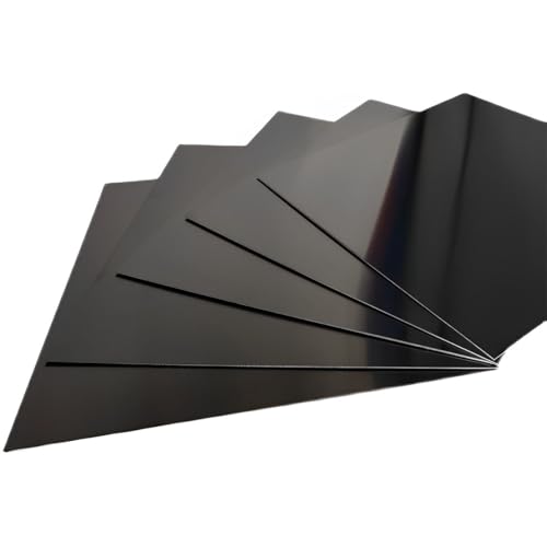 Lot de 5 tôles d'aluminium noires, 200 x 200 x 0,5 mm, plaques fines en aluminium anodisé, for l'industrie, bricolage, décoration murale de la maison, faciles à former et à plier