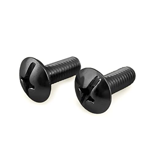Image of Rely⇒VP INDUSTRIES (Pcs-25) M6x12 mm Truss Phillips Head Screw Mild Steel in Black Zinc | Truss Head Screws,Fully Thread,Machine Thread