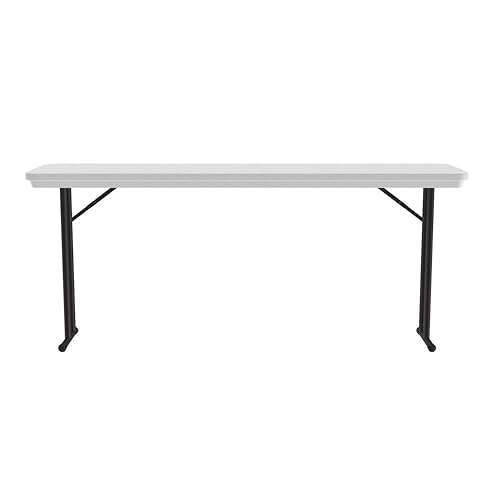 Miniatura 77 de Correll - Mesa plegable comercial de 24 x 48 pulgadas, granito gris, peso ligero, impermeable, parte superior de plástico moldeado por soplado Gris