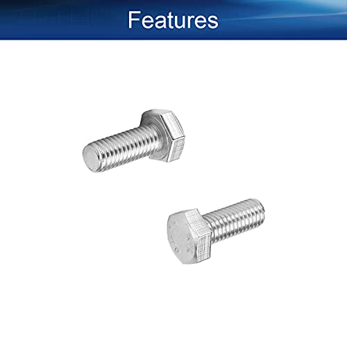 Image of Bettomshin 5Pcs M8 x 20mm Hex Bolts, 304 Stainless Steel 1.25mm Thread Pitch Fully Threaded Metric Hex Head Screw Bolts, Hexagon Screw Bolt, Hex Tap Bolts, Silver, A2-70 (Overall Size 25.3x20x20mm)