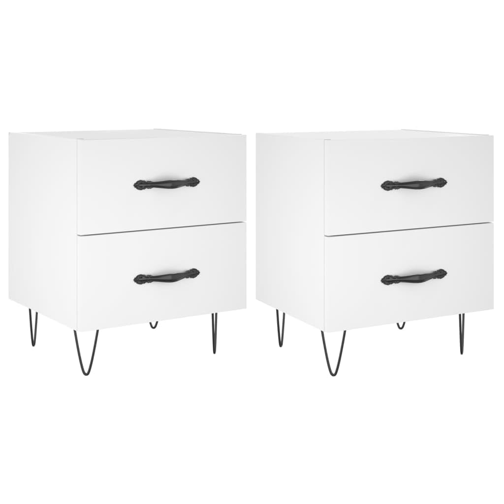Table de chevet blanc bois et métal table de nuit moderne avec tiroirs