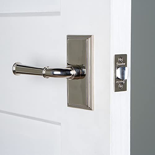 Image of Grandeur 825353 Carre Plate Privacy with Georgetown Lever in Polished Nickel, Privacy - 2.75