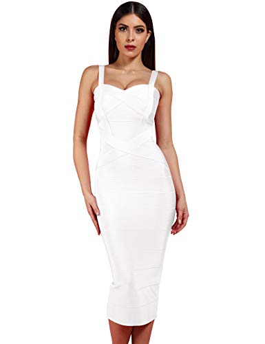 Robe bandage mi-mollet de soirée extensible ajustée pour femme