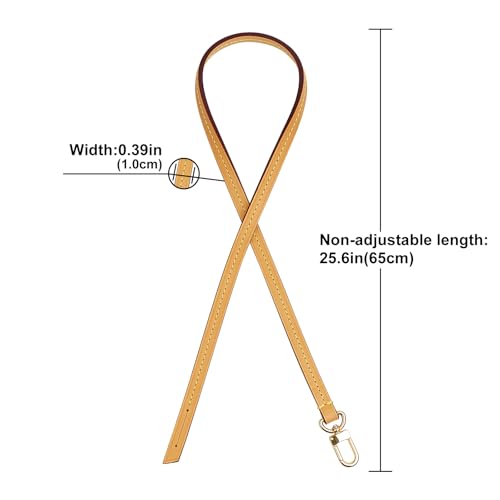 Image of Genuine Vachetta Leather Strap for Bag,Shoulder Purse Strap Replacement Fit for Pochette Accessoires (Beeswax-Width:0.39in&Length:25.6in,Single Buckle)