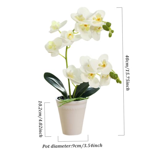 Orchidée en Pot artificielle haut de gamme 16 pouces blanche - 8