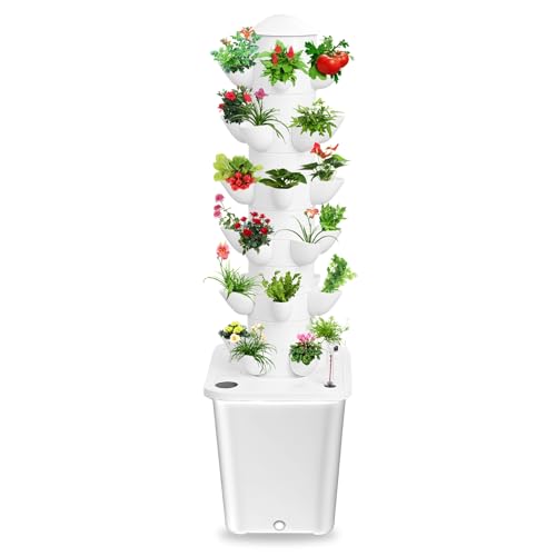 Sistema di coltivazione idroponica, kit per sistema di giardino verticale da interno da 30 piante, torre di coltivazione idroponica con serbatoio da 10 litri e livello visivo dell'acqua, kit di germin