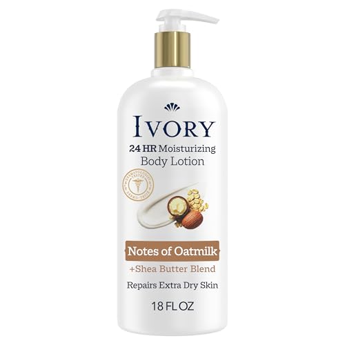 Image of Ivory Hand & Body Lotion, 24hr Moisturizing, Repairs Extra Dry Skin, All Day Hydration, Lightweight Formula, Absorbs Instantly, Perfect for Daily Use, Shea Butter Blend, Oatmilk Scent, 18 fl oz