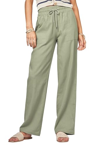 AVICHIC Women Linen Pants Wide Leg Palazzo Pants Cotton Linen