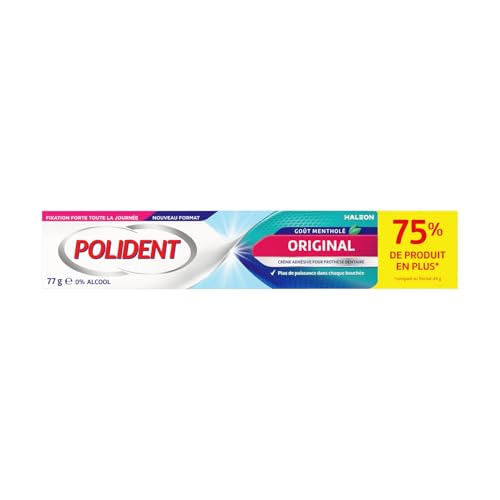 POLIDENT - Original - Crème Adhésive pour Prothèse Dentaire - Fixation Extra Forte - Confort Toute la Journée - Tube 77 g
