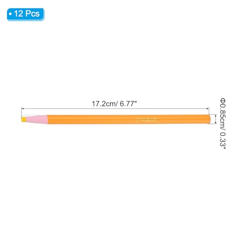 PATIKIL Abziehbare China-Marker, 12er-Pack Fettwachsstifte aus Holz für Glasbekleidung Zeichnung Film Papier Vinyl Metall, Gelb