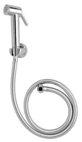 Image of Bathroom Water Gun /Jet Spray for Toilet | High Pressure, Durable, Flexible ABS Health Faucet Set with 1m SS 304 Hose Pipe & Wall Hook for English Toilet | Pack of 1