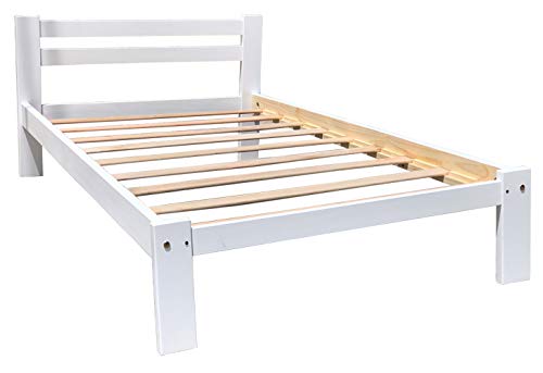 Amazonas Twin Xl Size Bed Frame Solid Pine Wood And Hardwood Slats Support White Finish Wooden White Kids Bed Single Suitable For Boys Girls Teen Bedroom Wooden Bed Frame #TOP6