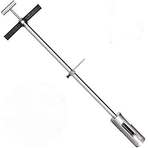 Bisujerro Sonda de Muestreo de Suelo 102 CM Sonda de Muestreo de Acero Inoxidable 304 Muestra de Sonda de Suelo Sonda de Muestreo de Campo de Golf Muestreador de Suelo con Mango y Pedal Lateral