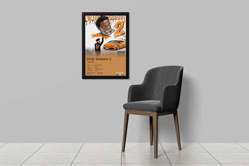 Image of BLINKART Gunna- Drip Season2 Wall Photo Frames | Wall Art for Bedroom, Living Room, Studio or Office | Album Cover Print with Spotify Song Link QR Code | Gift for Fans - 8x12 In