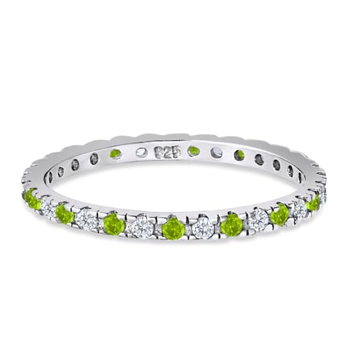 Blue Apple Co. 2mm Full Eternity Stackable Wedding Band Round Cubic Zirconia 925 Sterling Silver