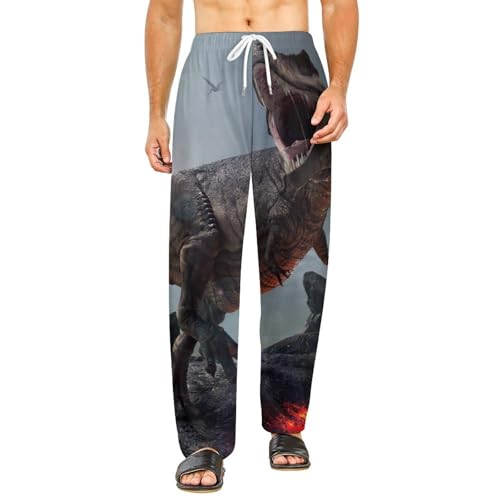 Bas de pyjama dinosaures femme pantalon de détente fluide pour soirées cocooning S