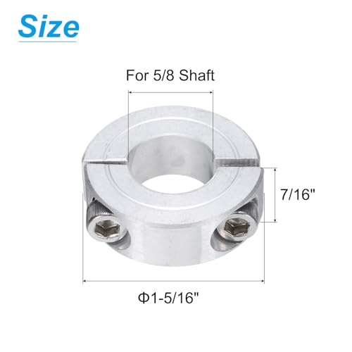 QUARKZMAN Doppelter Klemmring für 5/8 Welle, zweiteiliger Klemmring, 1-5/16 Außendurchmesser, 7/16 Dicke, Aluminiumlegierung mit Splintschraube