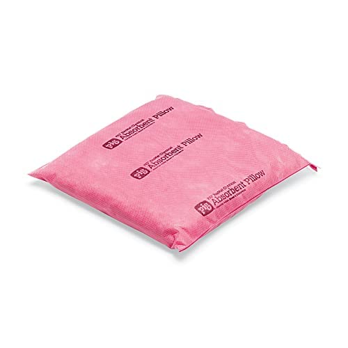 Image of Pig PIL306 Hazmat Chemical Polypropylene Skin Absorbent Pillow, 30 oz Absorbency, 8 inch Length x 8 inch Width x 1 inch Height, Pink (Box of 10)