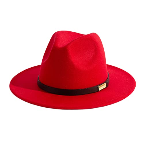 Image of Fedora Hats for Men Wide Brim Panama Hat with Classic Belt