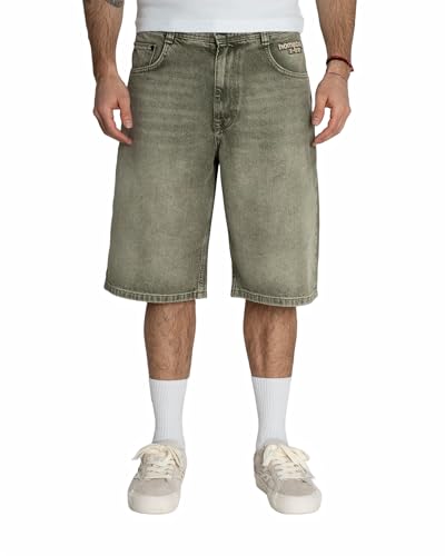 Short Denim Baggy Homeboy Toile Épaisse Teinte Washed Green Rétro