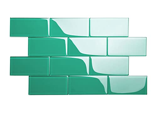Top Rated Giorbello Glass Subway Backsplash Tile, 3 x 6, Emerald Green