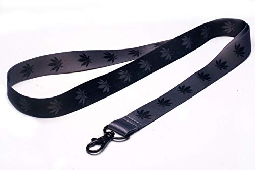 Eastex Marijuana Leaf Grey/Black Lanyard Keychain - Cannabis Leaf Id Lanyard For Keys Badge Fob Name Tag Whistle - Pot Leaf Id Holder Keychain For Women Men Pothead (1 Leaf Lanyard) #TOP1
