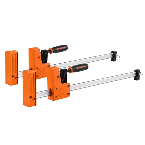 Jorgensen 18” Bar Clamp Set, 2-pack 90° Parallel Clamp Cabinet Master, Steel Jaw Bar Clamp for Woodworking, 1500 lbs load Limited
