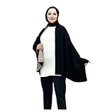 Châle classique beige et noir pour femme   Élégant et polyvalent, parfait pour toutes les occasions, Noir , Taille unique