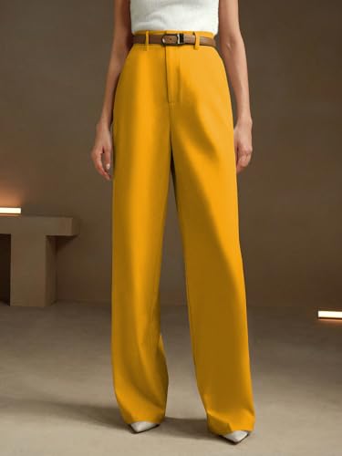 Image of KERI PERRY Trousers for Woman Pants Women's Formal Office Korean | Black Beige Track Pant | Straight | Cotton Spandex Stretchable Trouser | High-Waisted Bottom Wear