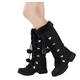 Winterstiefel Damen Gefüttert Warm mit Absatz Vintage Stiefel Outdoor Teenager Mädchen Schneestiefel Winter Boots Halbstiefel Damenschuhe Schlupfstiefel Mittelstiefel Winterschuhe Schuhe Für Frauen