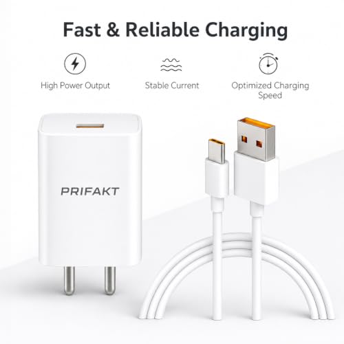 Image of 33W SuperVOOC Fast Charger with USB to Type-C Cable | High-Speed Fast Charging Adapter | Supports SuperVOOC, VOOC, Dash, Warp & Dart Charging, White
