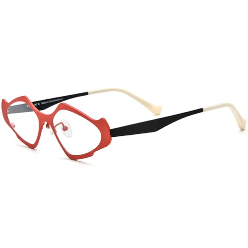 Image of FONEX Colorful Pure Titanium Glasses Frame Women Retro Round Eyeglasses