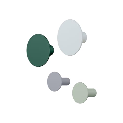 blomus Wandhaken -PONTO- | 4er Set runde Garderobenhaken aus Stahl | Design...