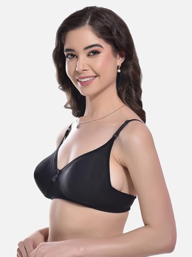 Image of FIMS - Fashion is my style Women Cotton Blend Non-Padded Bra Non-Wired Mould Seamless Cup Solid Bras Cup-B Pack of 1, Multicolor
