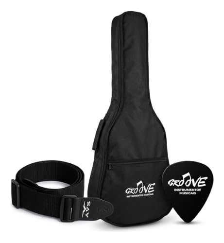 Kit Completo Bag Para Violão Folk Simples Acolchoada Com Correia Preta 5cm Ajustável E Palheta Groove Ideal Para Transporte E Proteção