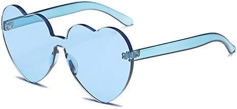 Meyison Heart Shaped Rimless Sunglasses One Pieces Transparent Candy Color Frameless Glasses Love Eyewear