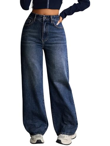 Image of KOTTY Women's High Rise Wide Leg Denim Jeans | Relaxed Fit Casual Everyday Jeans for Women