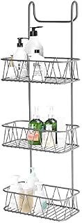 Blue Canyon - 3 Tier Over Shower Screen Caddy - Grey Colour - Plastic Coated Durable Steel - No Rust - Hanging Bathroom Organiser - Storage Rack for Bathroom, Toilet - BA0493