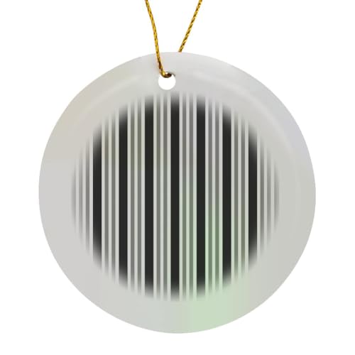 Circle Porcelain Ornament - Chic Black and Gray Vertical Stripes Over White Background Patterns