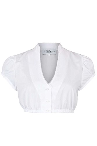 Turi Landhaus Damen Dirndlbluse Kurzarm schlicht V- Ausschnitt weiß,...