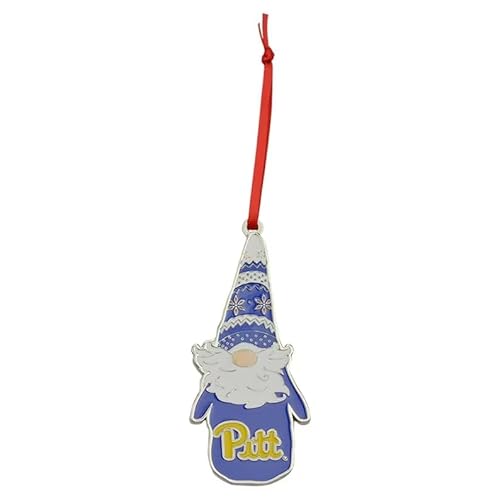 Pittsburgh Panthers Gnome Christmas Ornament – Metal Holiday Decor – University of Pittsburgh Tree Decoration – Sports Fan Gift