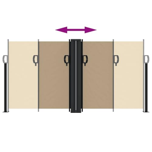 Brise-vue de jardin imperméable et résistant aux UV avec store latéral beige 120x600 - 5