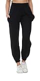 Denim Desire Damen-Jogginghose, Fleece, Übergröße, 90er-Jahre, elastische Bündchen, Jogginghose, Größe 34-44 Gr. XX-Large 42 DE, Schwarz
