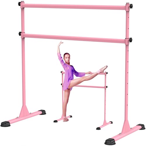 Lifeswell Height Adjustable Ballet Barre, 4ft Heavy Duty Freestanding Dance Bar with Steel Cross Bar, Anti-Slip Sturdy for Kids & Adults, Ideal for Home, Ballet, Fitness, Yoga