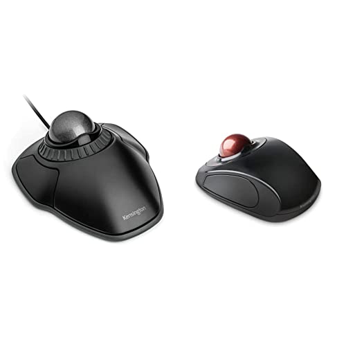Image of Kensington Orbit Trackball Mouse with Scroll Ring (K75327WW) and Orbit Wireless Trackball Mouse with Touch Scroll Ring (K72352US), Black