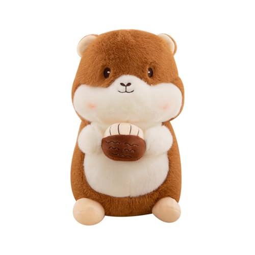 HOMEXYLYL Peluche Marmotte, Jouet Marmotte Mignon Animal en Peluche avec Nourriture Peluche pour Câlins et Décoration de Chambre d'enfant(Brown,23cm/9in)