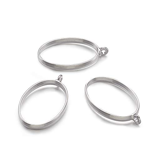 Pandahall Lot de 10 pendentifs creux en alliage d'argent 39 x 23,8 mm pour bijoux en résine époxy – Image 4