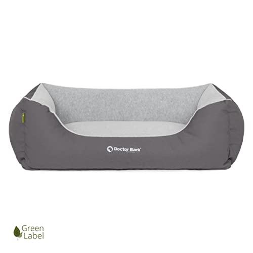 Doctor Bark Hundebett Kleine Hunde - Hundekörbchen Flauschig und Weich - Waschbar, Strapazierfähig, Kuschelig - Made in Germany - GreenLabel (S - 74x55 cm, Grau)